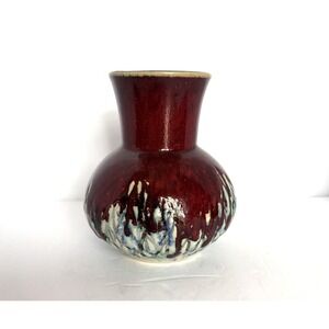 Drip Glazed Studio Art Pottery Vase Unmarked Unsigned 6" x 5"‎ Earth Tones